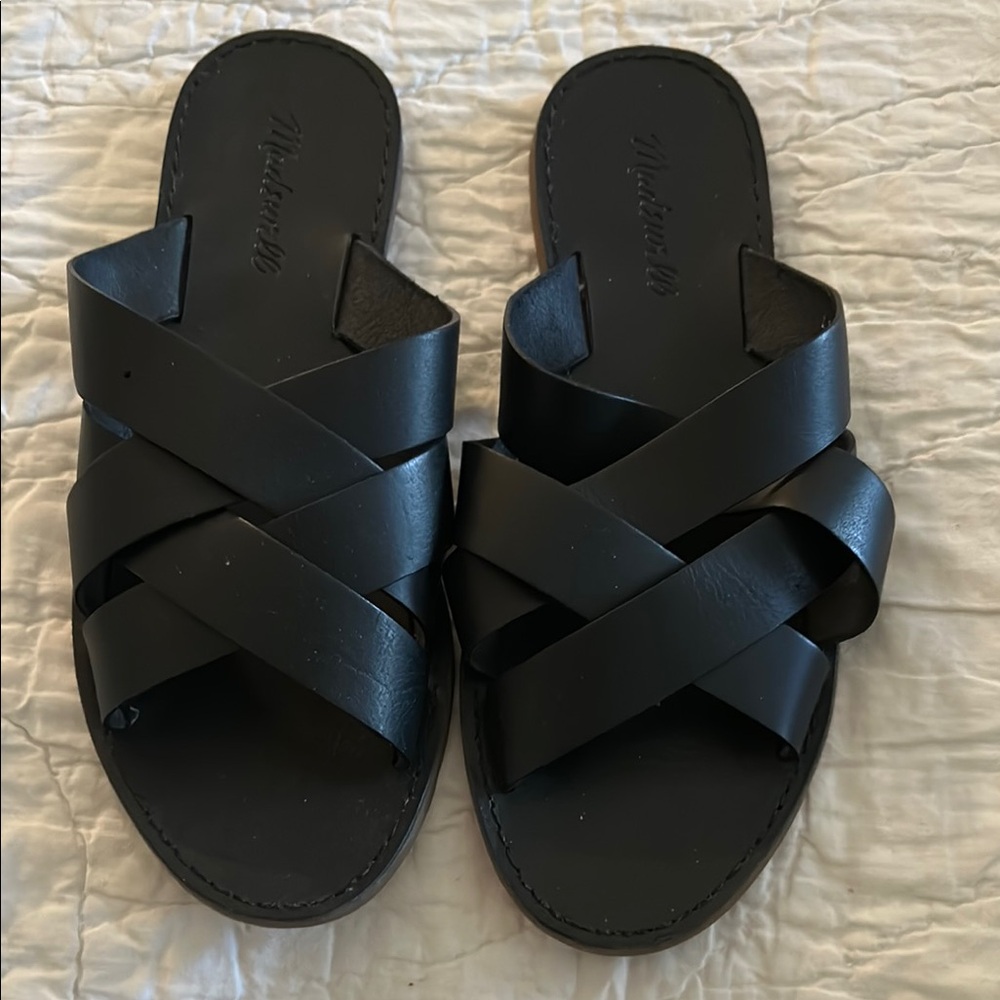 Madewell Black Leather Slippers